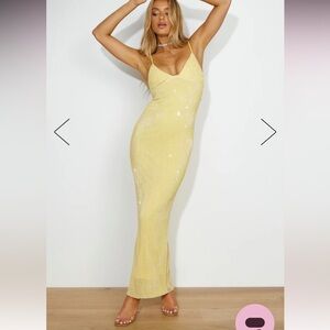 Hello Molly Dreamy Shine Sequin Maxi Dress Yellow, Small